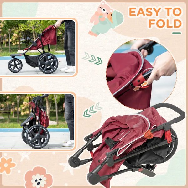 Homcom 3 wheeler pushchair lightweight foldable baby