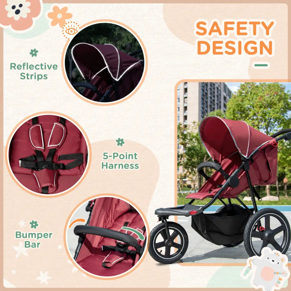 Homcom 3 wheeler pushchair lightweight foldable baby