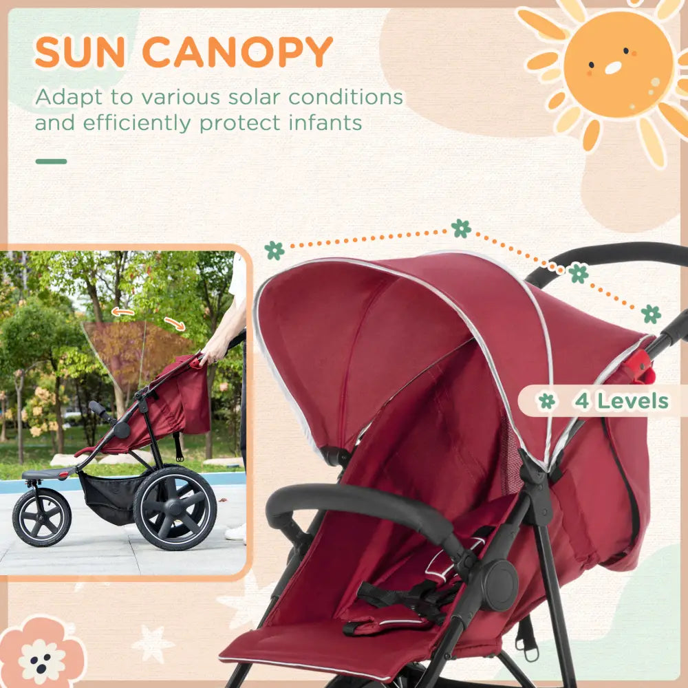 Homcom 3 wheeler pushchair lightweight foldable baby