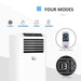 Homcom mobile air conditioner with remote control timer