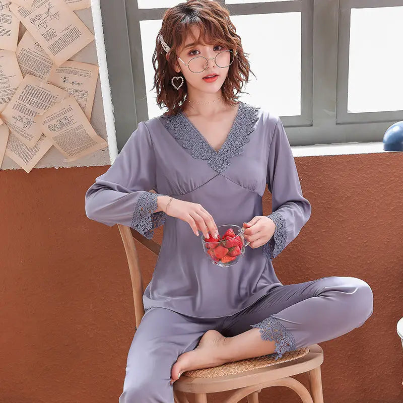 Ice Silk Summer Couple Pajamas Spring And Autumn Nexellus