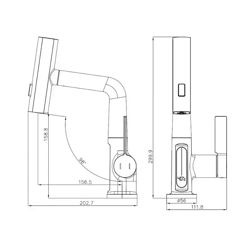 Intelligent digital display faucet pull-out basin faucet temperature Nexellus