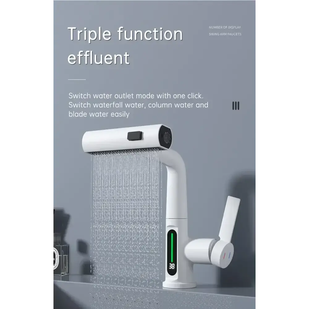 Intelligent digital display faucet pull-out basin faucet temperature Nexellus