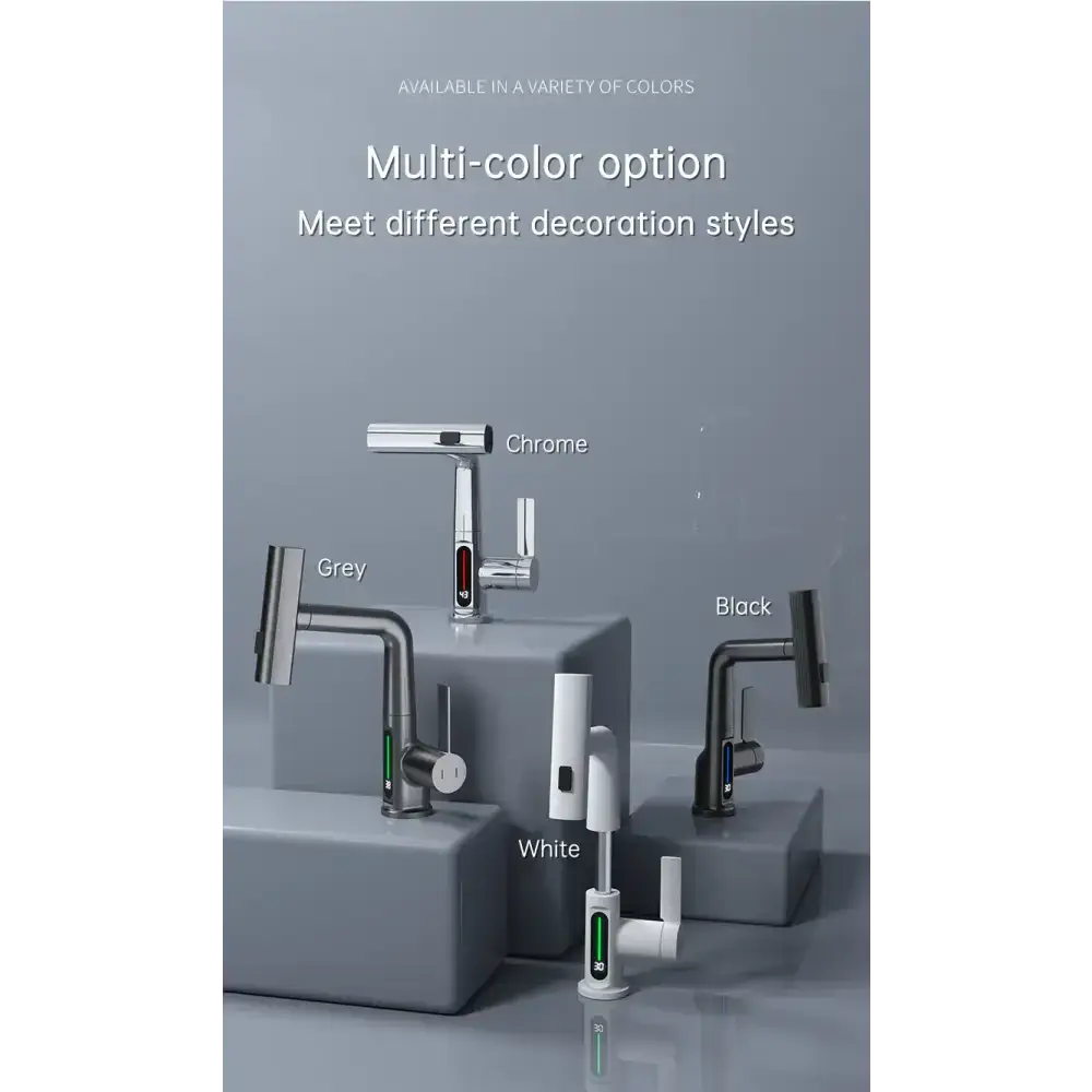 Intelligent digital display faucet pull-out basin faucet temperature Nexellus