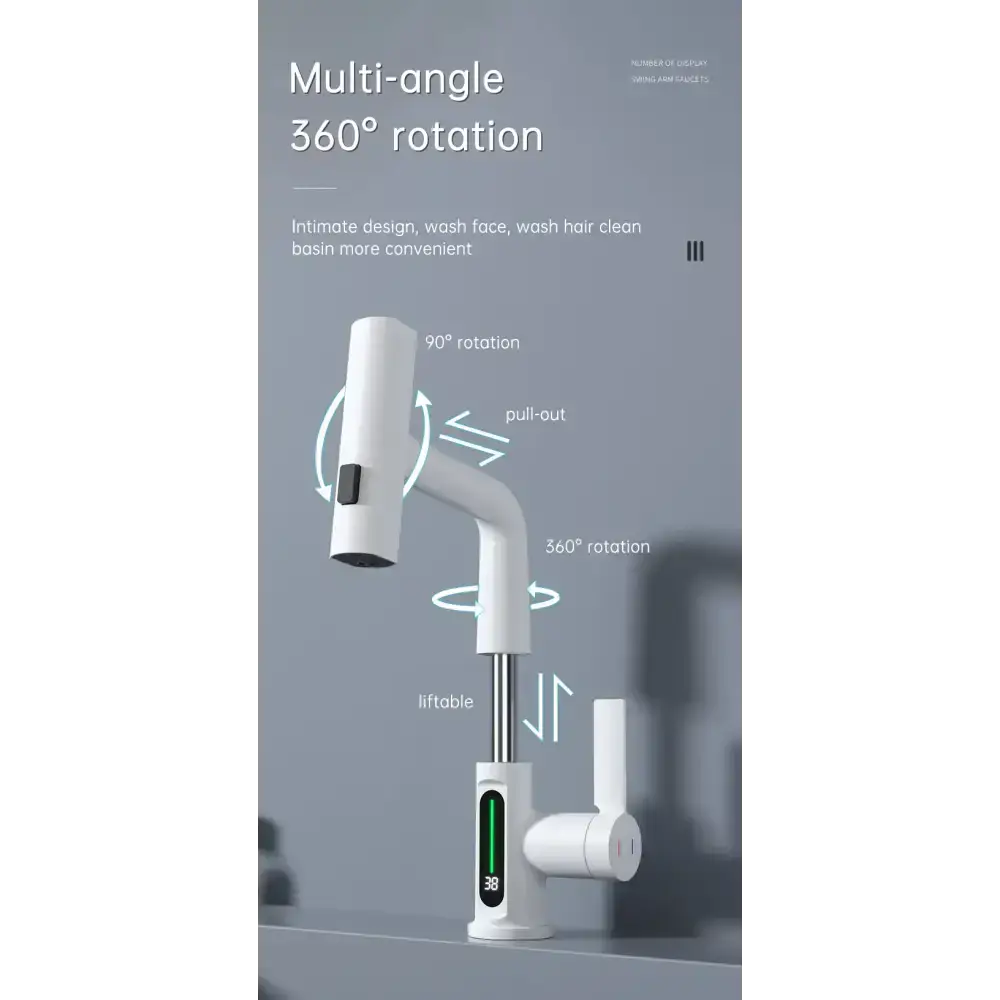 Intelligent digital display faucet pull-out basin faucet temperature Nexellus