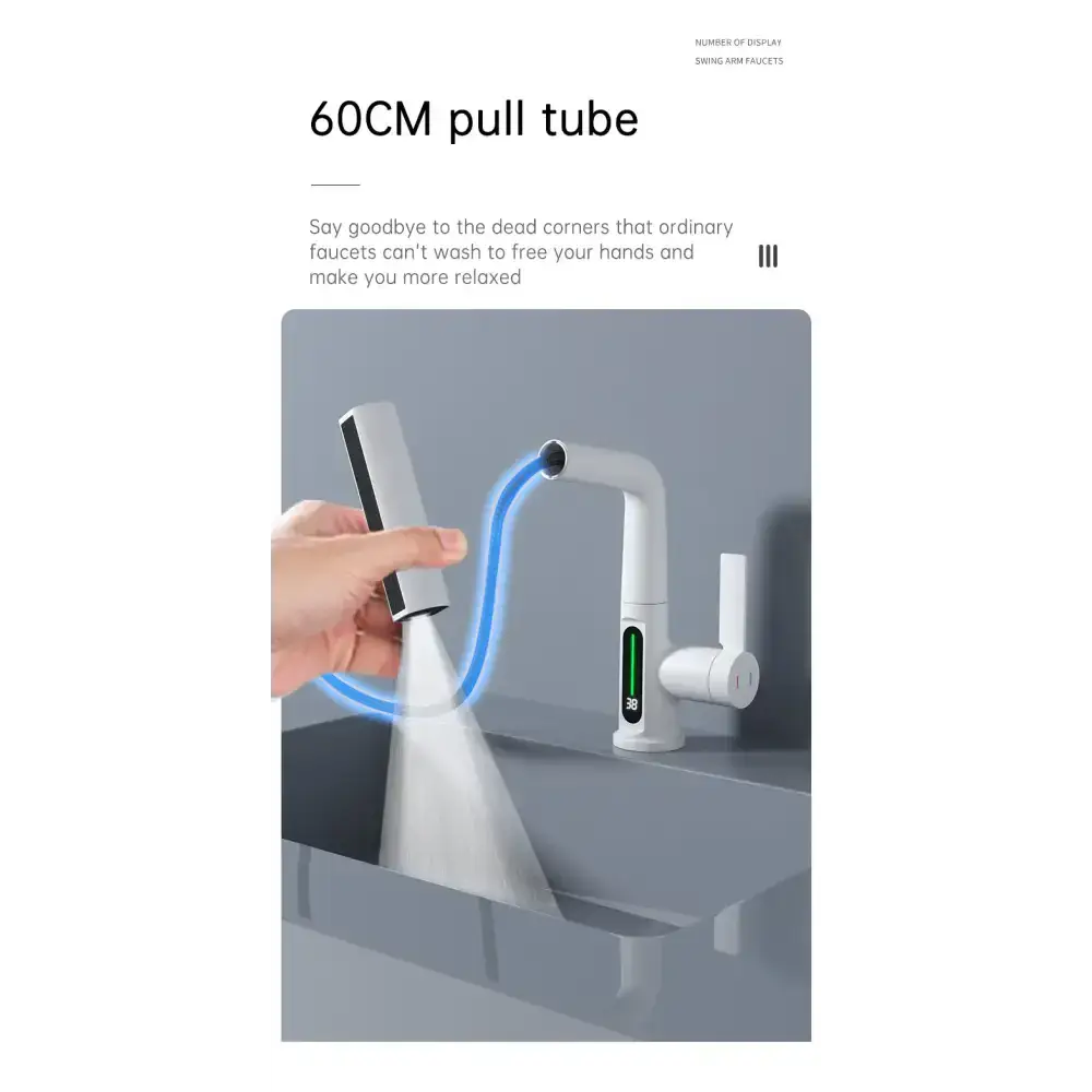 Intelligent digital display faucet pull-out basin faucet temperature Nexellus