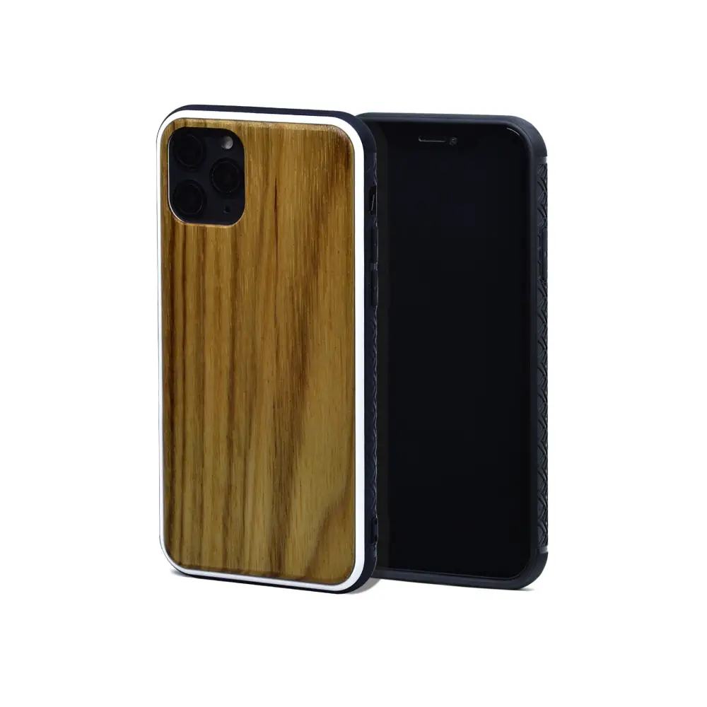 Iphone 11 pro wood case zebra backside with tpu bumper