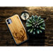 Iphone 11 wood case deer engraved bamboo backside with tpu