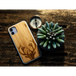 Iphone 11 wood case deer engraved bamboo backside with tpu