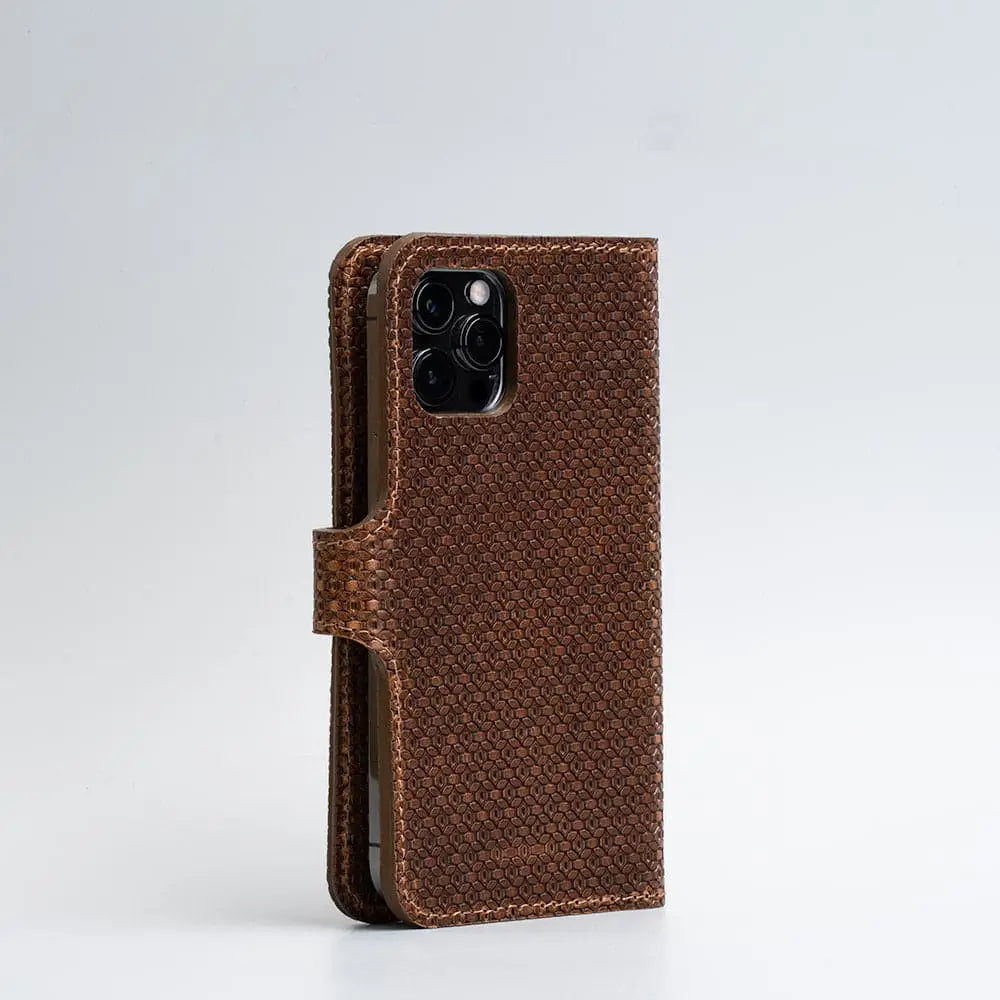 Iphone 12/13 series full-grain leather folio case wallet