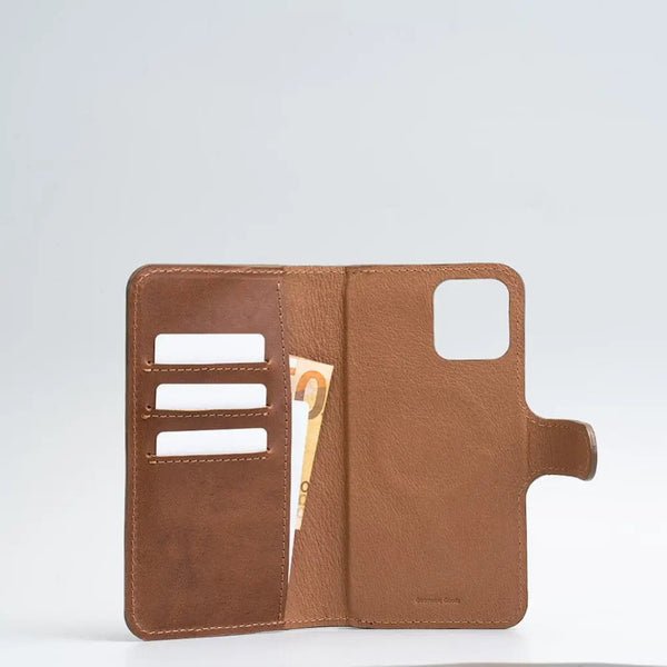 Iphone 12/13 series full-grain leather folio case wallet