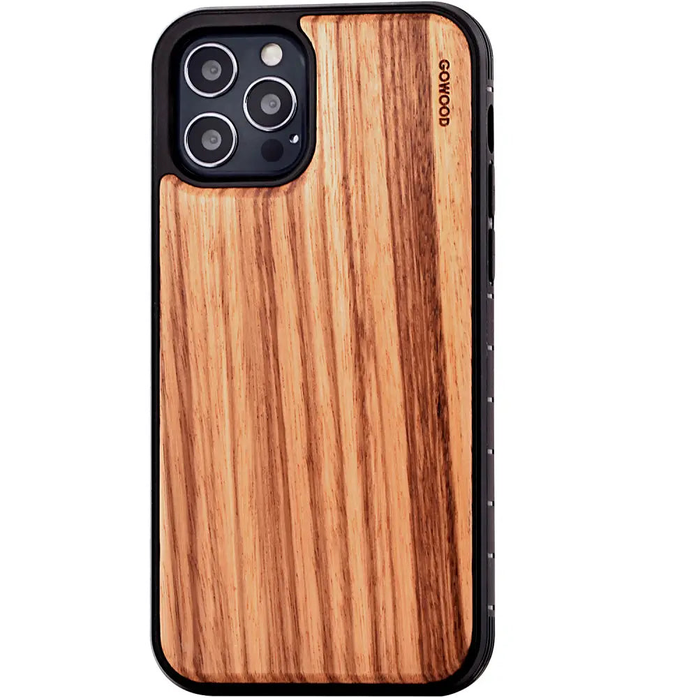 Iphone 12 and iphone 12 pro wood case zebra backside