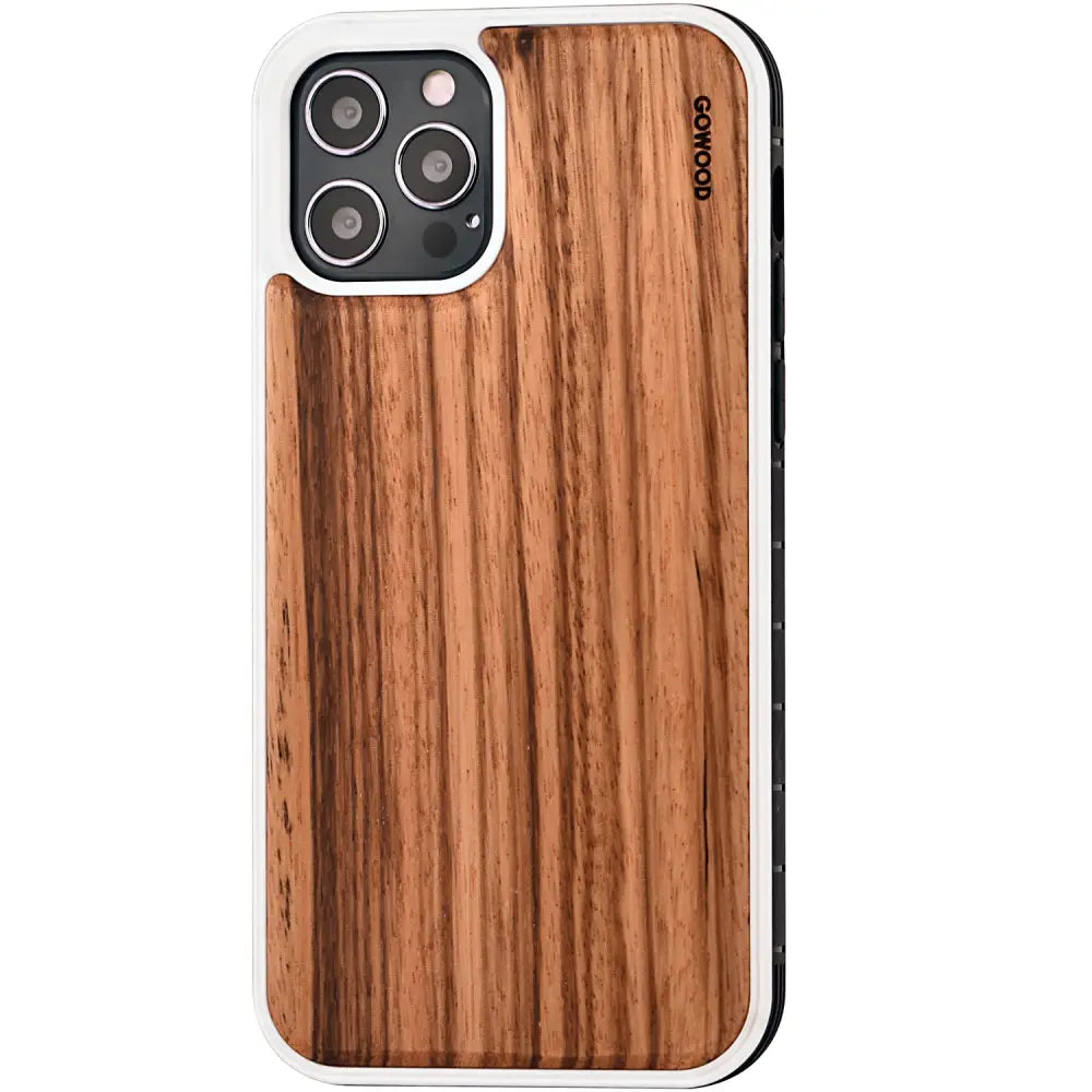 Iphone 12 and iphone 12 pro wood case zebra backside