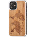 Iphone 12 mini wood case world map engraved bamboo backside