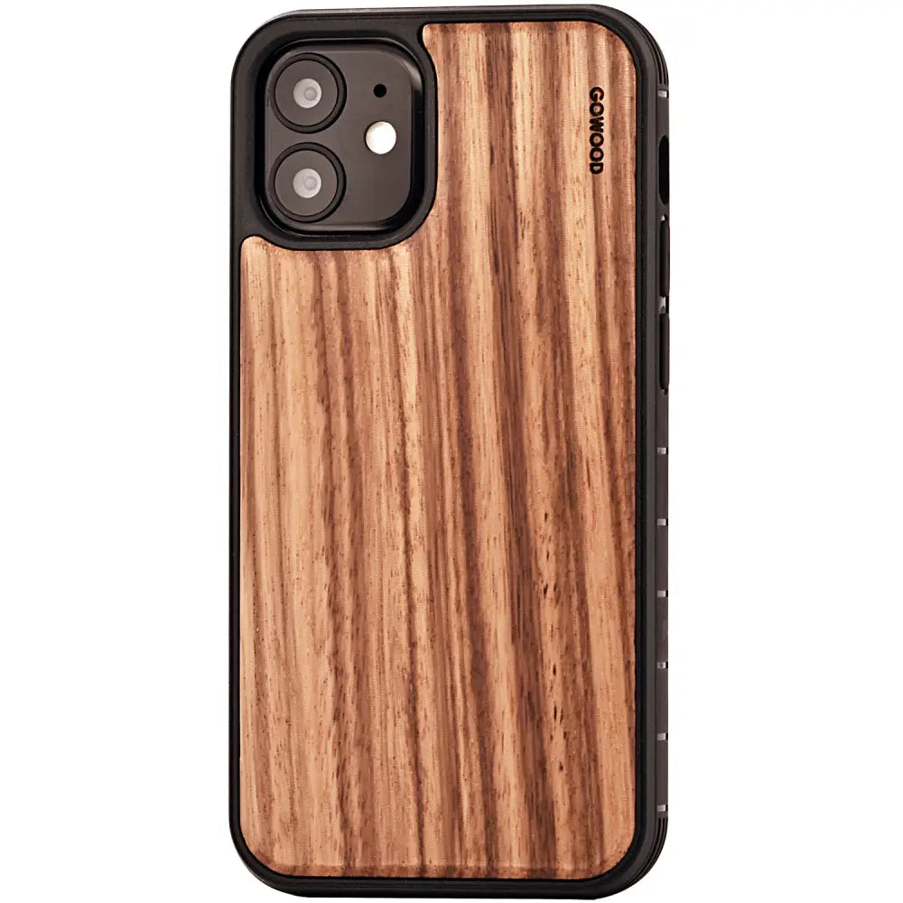 Iphone 12 mini wood case zebra backside with tpu bumper