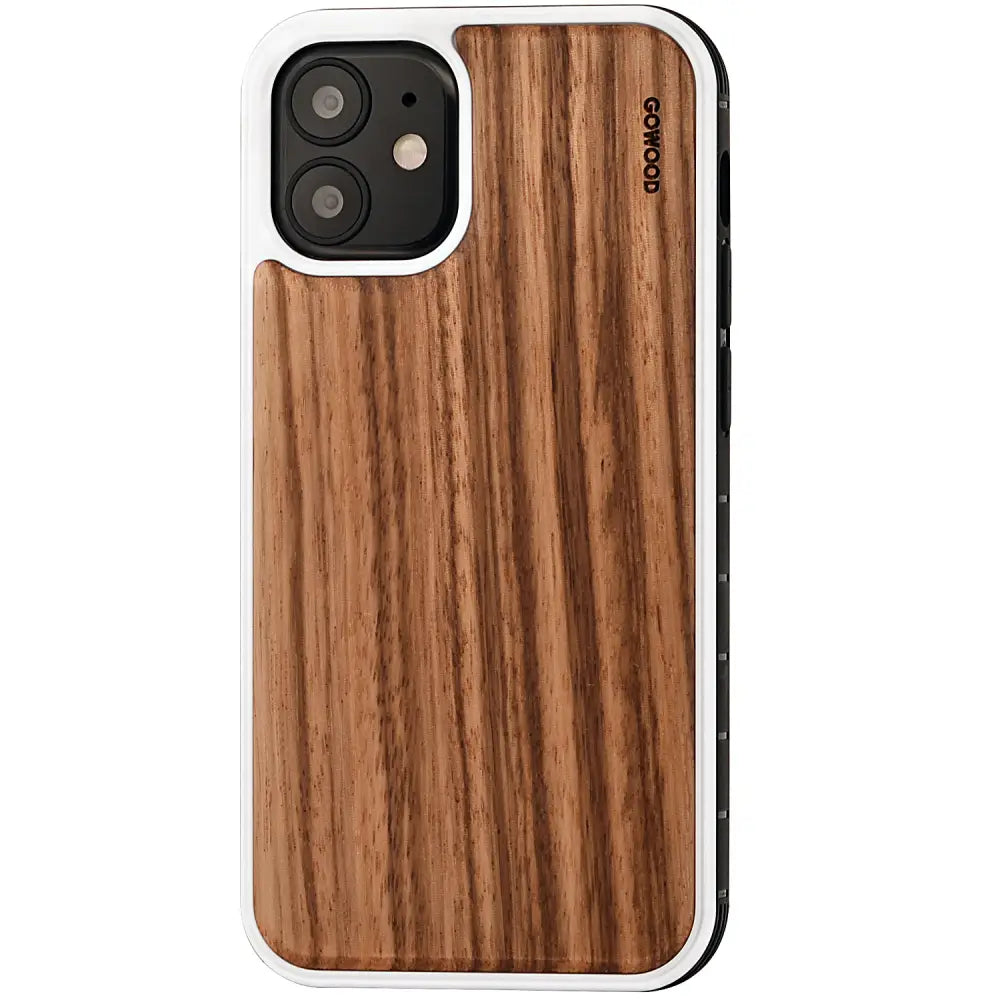 Iphone 12 mini wood case zebra backside with tpu bumper