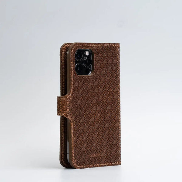 Iphone 14 series full-grain leather folio case wallet