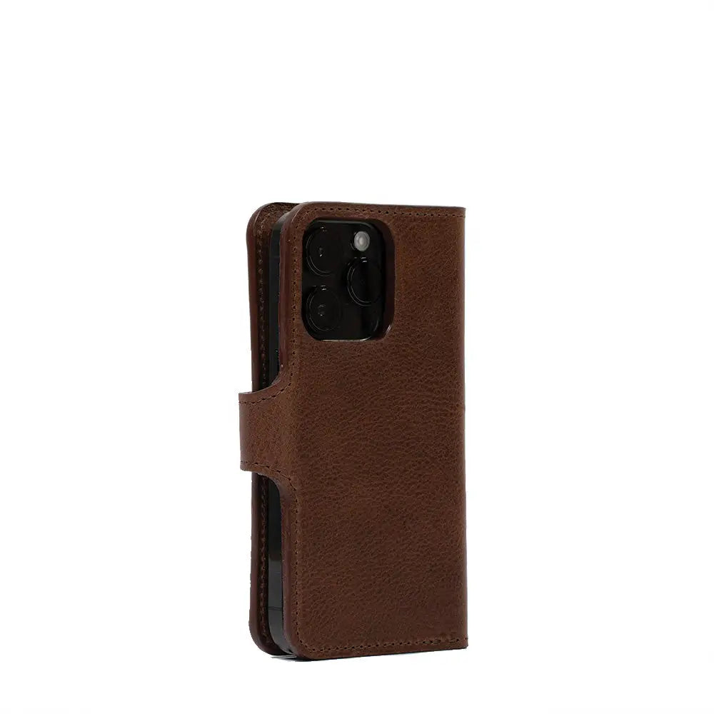 Iphone 14 series full-grain leather folio case wallet