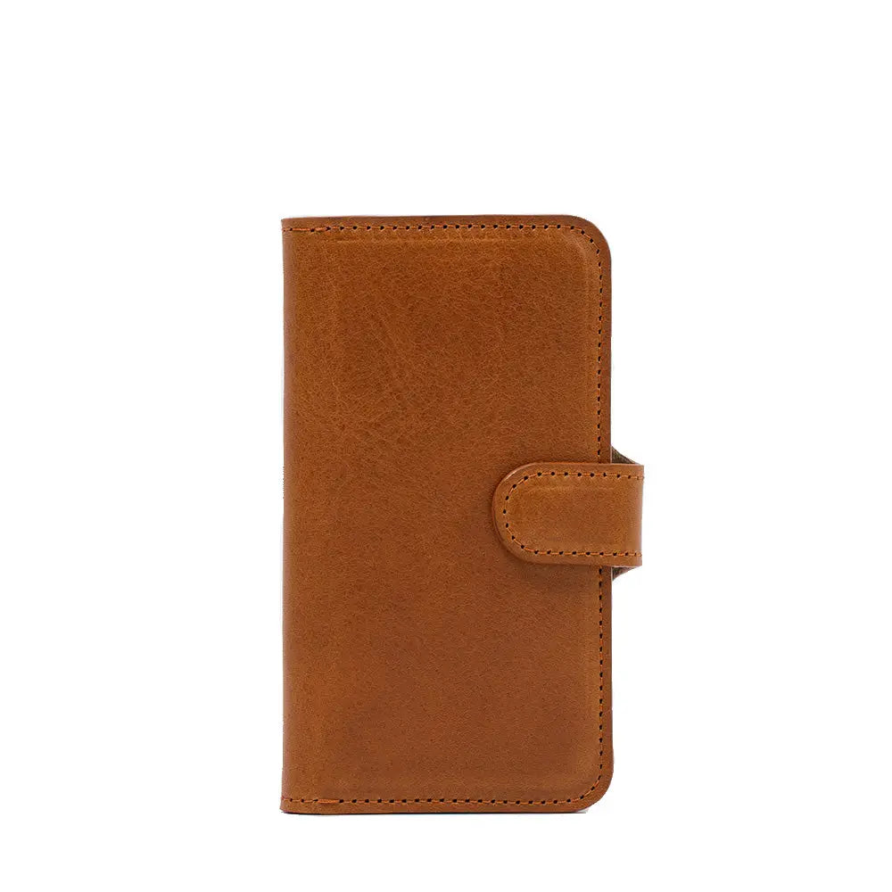 Iphone 14 series full-grain leather folio case wallet