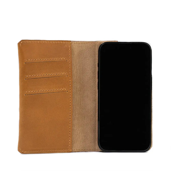 Iphone 14 series leather folio case wallet with magsafe