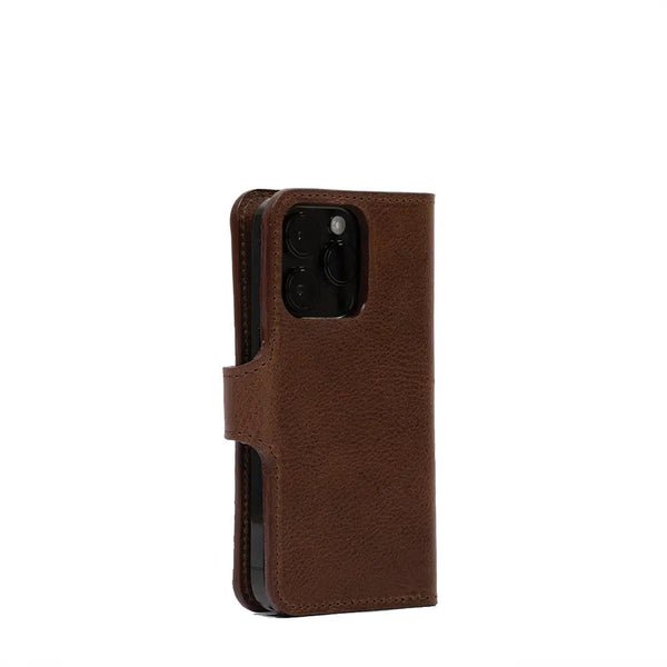 Iphone 15 series full-grain leather folio case wallet