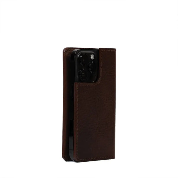 Iphone 15 series leather folio case wallet with magsafe