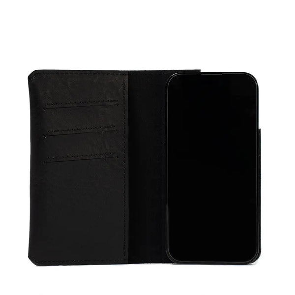 Iphone 15 series leather folio case wallet with magsafe