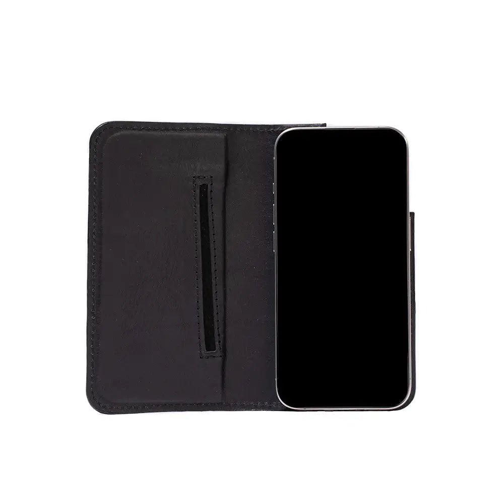 Iphone 15 series leather folio case wallet with magsafe