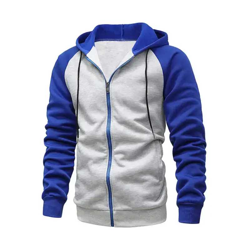 Jacket contrasting color zipper cardigan plus fleece hoodie men's Nexellus