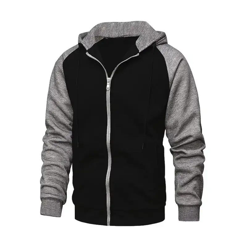 Jacket contrasting color zipper cardigan plus fleece hoodie men's Nexellus