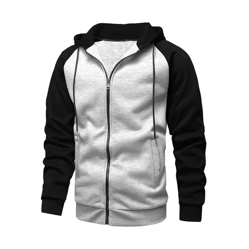 Jacket contrasting color zipper cardigan plus fleece hoodie men's Nexellus