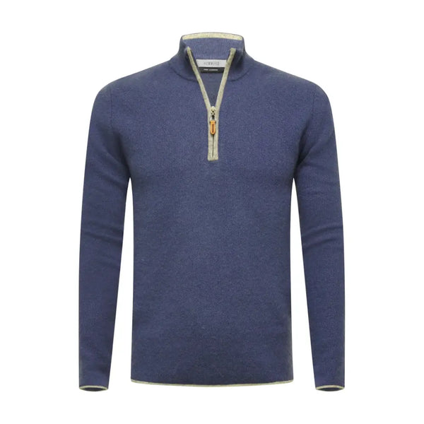 Jeans Grey Cashmere Zip Neck Sweater Verbier in pique stitch - Nexellus