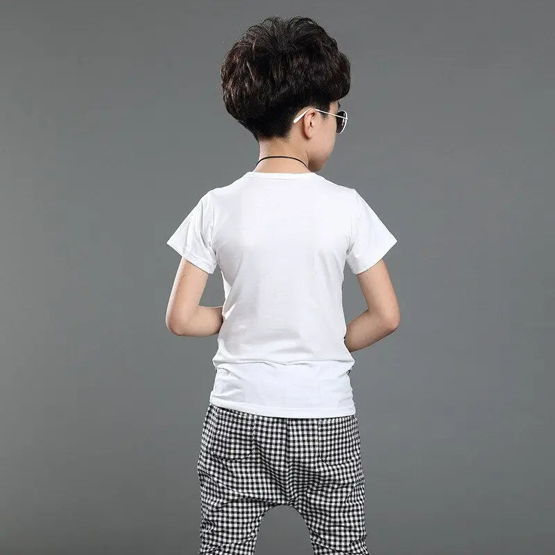 Kids Boys False Three Casual Summer Children Two Sets of Sportswear Short Sleeve T Shirt +pant Nexellus