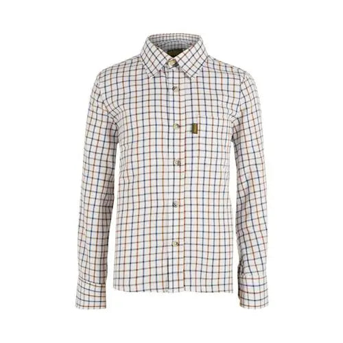 Kids game tattersall check shirt - Brown/Navy / 9-10 Years