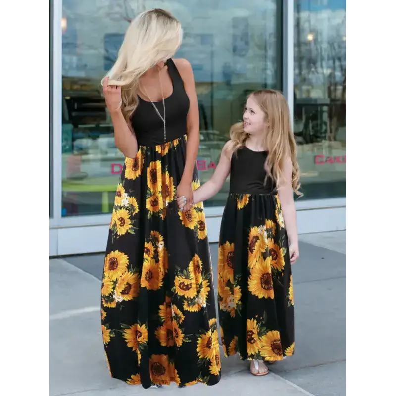 Kid's mixed media tank floral mother-daughter dress Nexellus