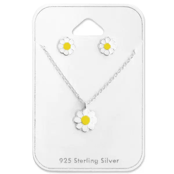 Kids  Silver Flower Pendant Necklace jewelry Set - Nexellus