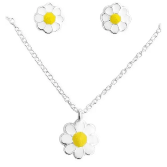 Kids  Silver Flower Pendant Necklace jewelry Set - Nexellus