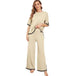 Knitted suit sweater suit short sleeve pullover wide leg pants Nexellus