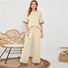 Knitted suit sweater suit short sleeve pullover wide leg pants Nexellus