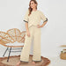 Knitted suit sweater suit short sleeve pullover wide leg pants Nexellus