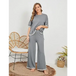 Knitted suit sweater suit short sleeve pullover wide leg pants Nexellus