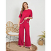 Knitted suit sweater suit short sleeve pullover wide leg pants Nexellus