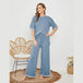 Knitted suit sweater suit short sleeve pullover wide leg pants Nexellus