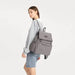 Kono canvas clamshell drawstring school backpack - grey