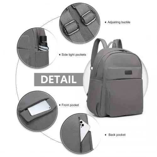 EB2234 - Kono Canvas Lightweight Casual School Backpack - Grey - Nexellus