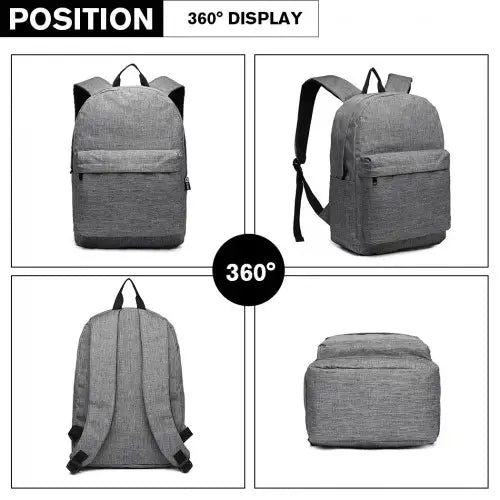 E1930 - Kono Durable Polyester Everyday Backpack With Sleek Design - Grey - Nexellus