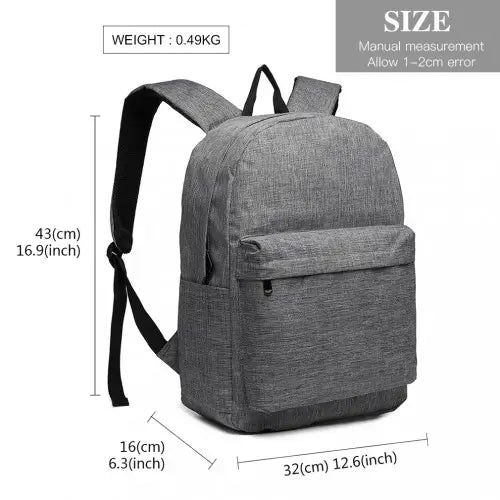 E1930 - Kono Durable Polyester Everyday Backpack With Sleek Design - Grey - Nexellus