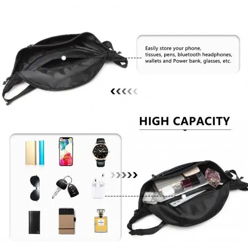 EA2136 - Kono Lightweight Fashion Sports Bum Bag For Men And Women - Black - Nexellus