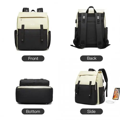 E1970 - Kono Multi Compartment Baby Changing Backpack with USB Connectivity - Black - Nexellus