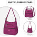 EH2063 - Kono Three Way Multipurpose Casual Shoulder Bag With Double Zippers - Purple - Nexellus